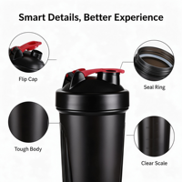 Bouteille de protéines portable, anti-fuite, sans BPA, pour la salle de sport, avec logo personnalisé et boule mélangeuse