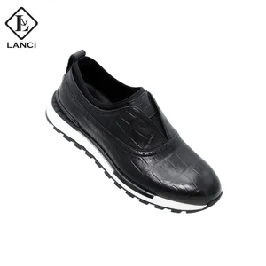 LANCI-Zapatillas deportivas de cuero genuino para hombre, zapatos masculinos de estilo casual para Skateboarding, tenis, correr