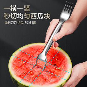 ส้อมตัดแตงโมอเนกประสงค์สแตนเลส ใช้ได้สองแบบ แยกผลไม้ได้หลากหลาย ใช้ในครัวเรือน - Product Image 4