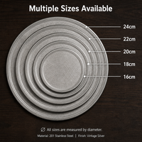 En stock, assiettes rondes en acier inoxydable Snow Peak, finition mate, plats de dîner rétro, plateau de service plat, vaisselle de luxe, vaisselle de cuisine, dessert, gâteau