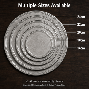 En stock, assiettes rondes en acier inoxydable Snow Peak, finition mate, plats de dîner rétro, plateau de service plat, vaisselle de luxe, vaisselle de cuisine, dessert, gâteau - Product Image 2