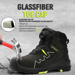 <span class=keywords><strong>Bottes</strong></span> de sécurité HRO en cuir Crazy Horse avec embout en fibre de verre anti-impact, antidérapantes, respirantes, résistantes à la chaleur, chaussures de sécurité en caoutchouc - Product Image 3