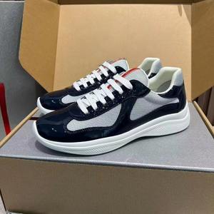 Chaussures de créateur Top American Cup 2026 pour hommes, baskets en cuir véritable, style course et marche, baskets en cuir patchwork - Product Image 2