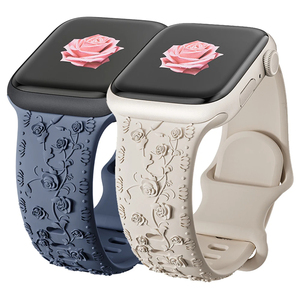 Correa grabada floral para <span class=keywords><strong>Apple</strong></span> <span class=keywords><strong>Watch</strong></span> Band 40mm 44mm 41 45mm 38 42mm Pulsera de silicona para Iwatch Series 9 <span class=keywords><strong>7</strong></span> <span class=keywords><strong>Se</strong></span> 6 8 Ultra 2 Band - Product Image 1
