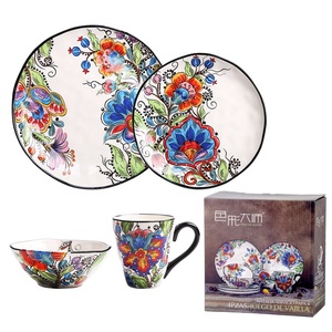 Handmade Irregular Porcelain 6 PCS Bohemian Steak Plate Set <b>Dinnerware</b> Set - Product Image 1