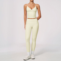 Ensemble de course 2 pièces à séchage rapide en Spandex/Nylon imprimé pour femme, débardeur long rembourré à dos en Y et short de sport, tenue d'entraînement pour la gym2