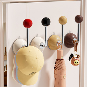 Wall Mounted Suction Cup Hooks Round Self Adhesive Coat Rack Hat Storage Front Door Hook Single Hangar - Product Image 1