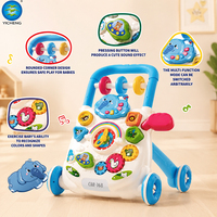 Marche-bébé évolutif 2-en-1 avec panneau d'activités interactif musical pour bébés et tout-petits de 6 mois et plus