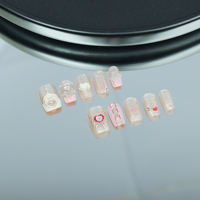 Uñas artificiales hechas a mano, pintadas a mano estilo fresco de verano, alta calidad reutilizable de fábrica al por mayor.