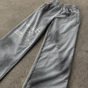 Pantalones Deportivos de Hombre, Estilo Vintage, Lavado Ácido, Holgados, de Lana, con Estampado Gráfico Digital Hip Hop, Pierna Recta, Desgastados, para Otoño - Product Image 3