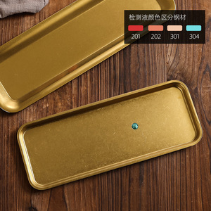 Retro Gold Stainless Steel Plate 27-27.9cm Solid Color Microwave Safe For Snack Barbecue Sushi Hot Pot - Product Image 1