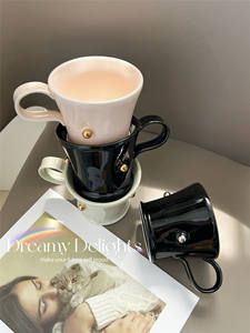 Tasses à café et soucoupes en céramique pour couple, idéales pour la maison et le bureau, parfaites comme cadeau, pour le café, le petit-déjeuner et l'eau - Product Image 6