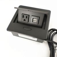Petite prise de courant américaine de forme carrée amortissement Pop up prise électrique rétractable de table 1AC prise 2USB charge