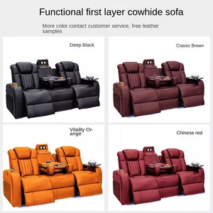 Ensembles de canapés inclinables en cuir Fauteuil inclinable électrique Home Cinéma Ensemble de canapés Fauteuil inclinable de cinéma Couleur noire Cuir véritable - Product Image 3
