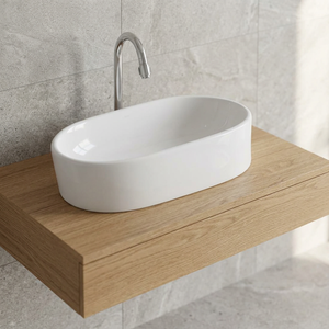 Forme ovale dessus de table en céramique Lavabo style moderne lavabo monotrou commercial hôtel salle de bain évier meubles bassin - Product Image 1