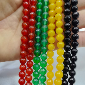 도매 4mm 6mm 8mm 10mm 12mm 천연 원형 블랙 옐로우 그린 레드 마노 스톤 루스 세미 원석 비즈 보석 제작용 - Product Image 5