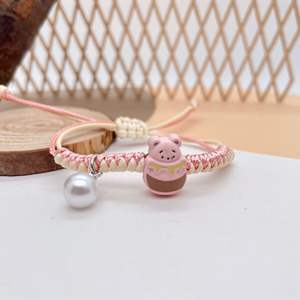 2025New MuFeng venta al por mayor bohemio niños lindo dibujos animados colorido regalo Día de la madre hoja <span class=keywords><strong>perro</strong></span> gato oso hecho a mano pulsera con cuentas - Product Image 2