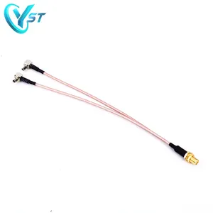 SMA Female Hole And 2 * CRC9 / TS9 2-in-1 Connector 25cm RG316 Low Consumption Cable Wifi Aerial Extension Cable