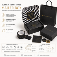 Coffret d'emballage personnalisé esthétique noir pour colis postaux, boîte d'expédition pour petites entreprises, bijoux de luxe