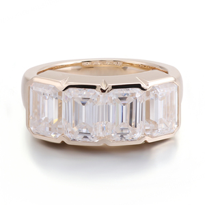 Anneaux en or jaune 18K 14K 10K, diamant de laboratoire taille Asscher DEF VVS, bijoux fins, anneau épais, fête pour femmes et hommes - Product Image 2