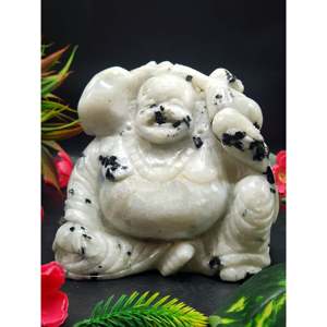 Bouddha rieur en pierre de lune - sculpture artisanale de Bouddha serein et souriant ou Hotei - cristal/reiki/énergie de guérison - 5 pouces et 1,79 kg - Product Image 1