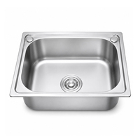 Évier de cuisine personnalisé en acier inoxydable 304 brossé, 20x16x6 pouces, cuve simple, 2 trous pour robinets, à poser en surplomb, cuve estampée