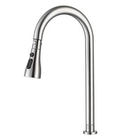 Robinet de cuisine extractible à col de cygne haute portée en acier inoxydable SUS304, mitigeur froid simple pour évier, finition brossée