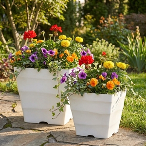 Macetas Cuadradas de Plástico PP Resistentes pero Ligeras con Textura Ondulada para Proyectos de Jardinería, Compra al por Mayor, Tamaño Grande Premium - Product Image 4