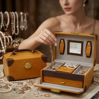 Boîte à bijoux de luxe en cuir pleine fleur faite à la main avec tiroir miroir pour bagues, boucles d'oreilles, colliers – Organisateur de voyage portable haut de gamme, idéal comme cadeau