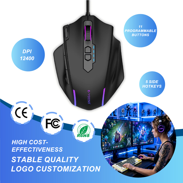 Wired USB  Gaming Mouse DPI 12400  Ergonomic  RGB Backlight Waterproof DPI 12400 Computer Gaming Mouse