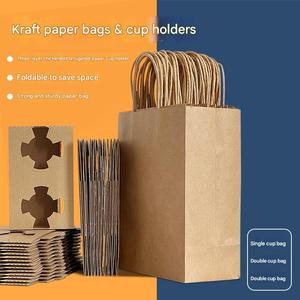 Portavasos Desechables Biodegradables Ecológicos, Bases de Embalaje de Papel Corrugado, Bolsas para 1-2-4 Vasos, Logotipo Personalizable, Reciclables - Product Image 2