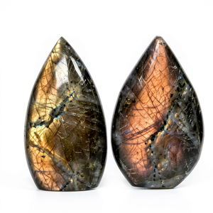 Ornement en labradorite naturelle en forme de flamme, gravé au laser violet, cristal Feng Shui, décoration d'intérieur, cadeau, vente en gros - Product Image 1