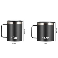 Vaso Térmico de Viaje de Acero Inoxidable de Doble Pared con Logotipo Personalizado, 12oz/14oz, Taza de Café Aislada con Asa para Camping