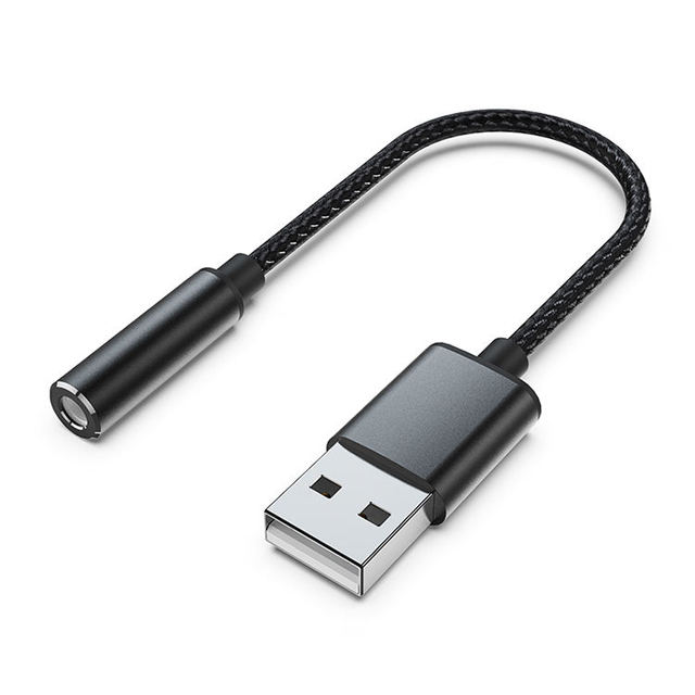 USB to 3.5mm Jack Audio Adapter, USB to Aux Cable with Mic-Supported USB to Headphone AUX Adapter Sound Card for PC PS4 PS5