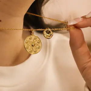 Chris April 925 Kalung Perhiasan Lapis Emas Perak Murni, Kalung Perhiasan Pola Bintang Geometris Desain Terbaik Berlapis Emas 18K