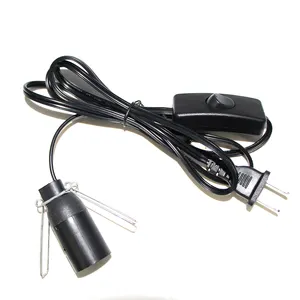 Black 6 Feet USA Standard Hanging Lamp Socket Cord with On/Off Inline Switch and E14 Holder