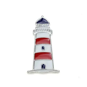 Il faro il timone Duro Smalto Risvolto metallo Pin badge safty metallo pin badge