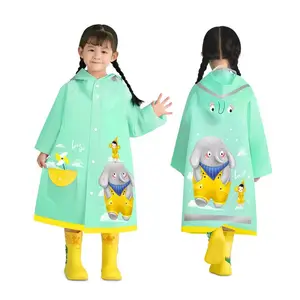 도매 패션 유치원 학생 어린이 비옷 소년 소녀 만화 인쇄 EVA 유아 키즈 레인 코트