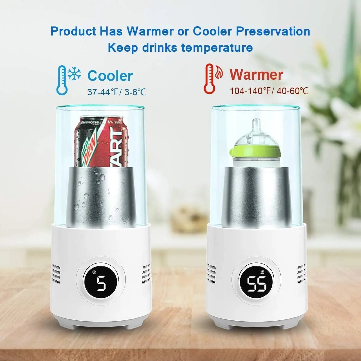 Intelligent Wine   Beverage Coolers for Wine Beverage Milk Coffee with LED Display Cup Cooler and Warmer