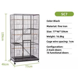 खुली छत हस्तनिर्मित तार लोहे के तोते <span class=keywords><strong>2</strong></span> स्टैक्स पैरो पिंजरे पक्षी वाहक पालतू पिंजरे उत्पाद - Product Image 3