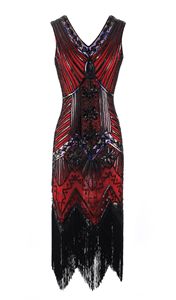 Robe <span class=keywords><strong>Charleston</strong></span> Années 20 Vintage Grande Gatsby pour <span class=keywords><strong>Femme</strong></span>, Col en V Double, Perles, Paillettes et Franges, Style Art Déco, Idéale Soirée et Été - Product Image 5