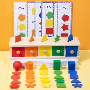 Juguetes educativos Montessori de aprendizaje preescolar, caja de clasificación de formas <span class=keywords><strong>y</strong></span> colores de madera, juguetes para niños pequeños - Product Image 2