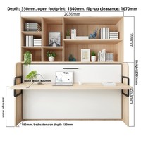 Modernes weißes verstellbares Murphy-Wandbett Eichenholz mit Metall funktion für Arbeits zimmer oder Gästezimmer