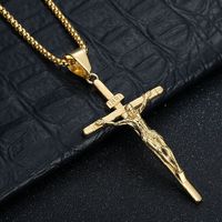 Collier pendentif croix de Jésus tendance en acier inoxydable de qualité, couleur argent/noir, sans perte de couleur, cadeaux significatifs pour femmes
