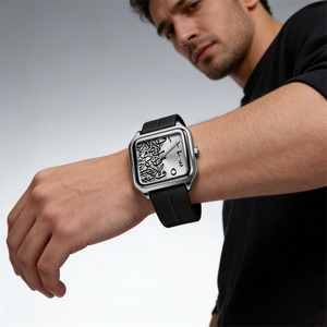 Men's Arabic Numerals <b>Watch</b> Southeast Asia Russia Magnetic Clasp Waterproof Alloy Rectangular <b>Case</b> Silicone Strap Quartz <b>Watch</b> - Product Image 2