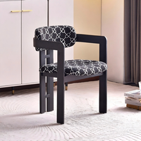 Chaise de salle à manger rétro d'art moderne, structure en bois massif, fauteuil élégant pour salon