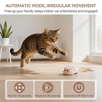 Jouet pour chat télécommandé AFP avec queue en plumes, souris interactive automatique à mouvement 4 directions pour l'exercice des chats en intérieur