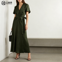 Robe longue d'été élégante et respirante pour femme, col rond, coupe ajustée, taille naturelle, écologique, haute qualité