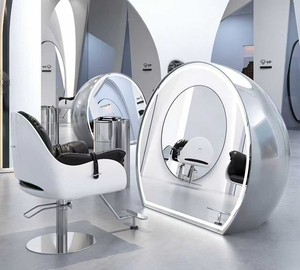 Miroir de salon de coiffure pour influenceurs, Nouveau miroir de salon de coiffure haut de gamme, Miroir de sol intégré exclusif pour maquillage et coiffure - Product Image 2