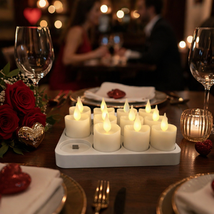 Bougies <span class=keywords><strong>LED</strong></span> chauffe-plat rechargeables à piles, blanc chaud de haute qualité, avec effet de scintillement 3D pour la décoration intérieure moderne - Product Image 1